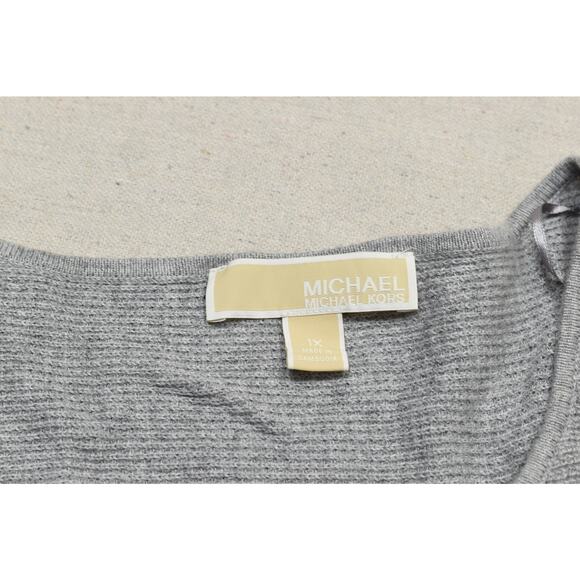 Michael Kors Women's Gray Cotton Blend Sweater Plus Size 1X W/ Button Accents - Picture 8 of 8